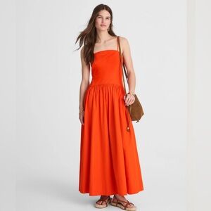MADEWELL Poplin Seamed Maxi Dress in Fiery Orange Size 6
